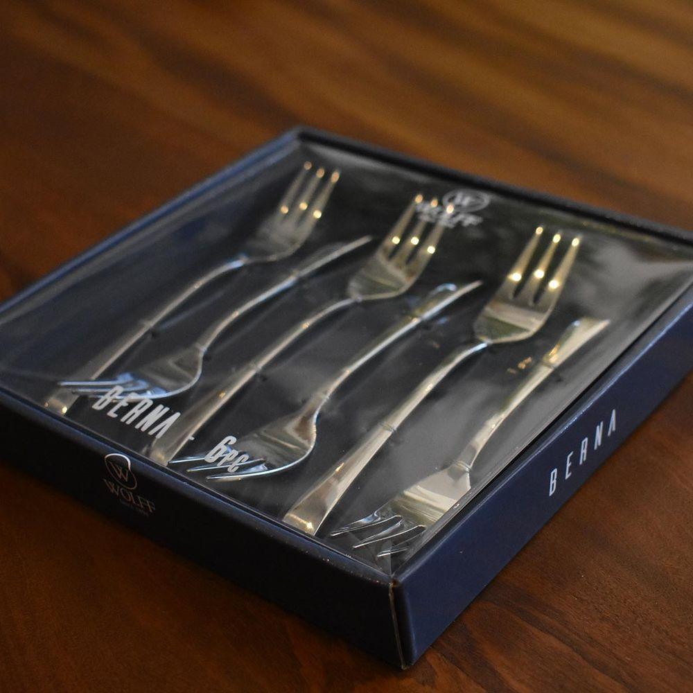 Conjunto 6 Garfos De Sobremesa Para Bolo Jogo Kit Aço Inox Berna Wolff - 6
