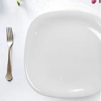 Jogo 6 Prato Raso Branco Quadrado Square 25,5cm Vidro Opalino Jantar Em Casa Tem - 3