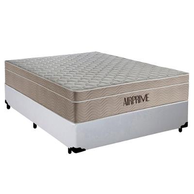 Cama Box Casal Sintético Cremil + Colchão Molas Ensacadas Airprime 138x188x65cm Branco