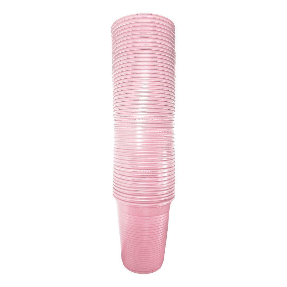 Copo Descartável Rosa Claro De Festa - 200ml - 50 Unidades - 2