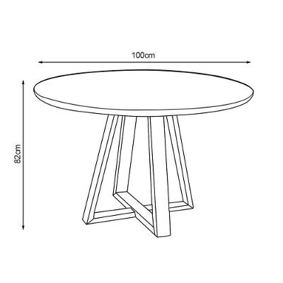 Mesa De Jantar Luxo Tampo Mdf/vidro Redonda Para 4 Lugares Pés Madeira Maciça Pérola - Mel/off White