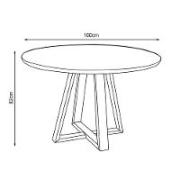 Mesa De Jantar Luxo Tampo Mdf/vidro Redonda Para 4 Lugares Pés Madeira Maciça Pérola - Mel/off White - 2