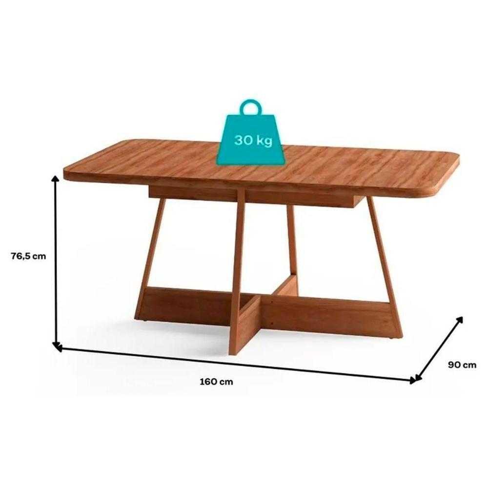 Sala De Jantar Completa átria 1592 Aço C- Tampo Madeirado 160x90cm E 6 Cadeiras Duo Rose-freijo-nogal - Rose-areia - Caramelo - Carraro - 4