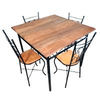 Conjunto De Jantar Industrial Rústico: Mesa Quadrada + 4 Cadeiras Compactas Tamanho 80x80cm - 7