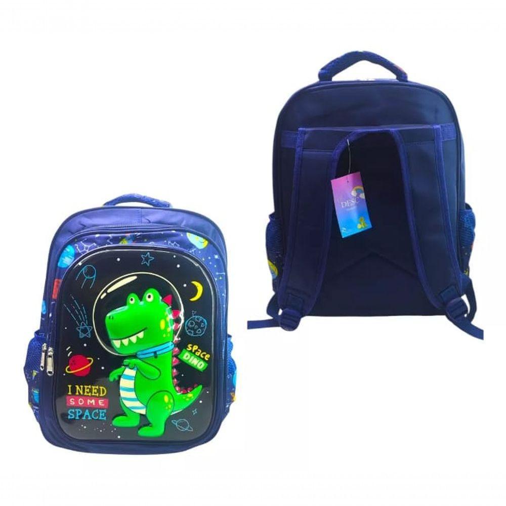 Mochila Infantil Escolar Passeio Parque 3d Dinossauro azul - 4