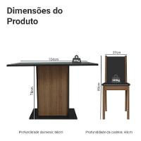 Conjunto Sala De Jantar Mesa Tampo De Vidro 4 Cadeiras Preto Rustic Martina Madesa - 7