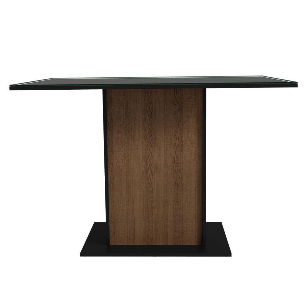 Mesa De Jantar Retangular Com Tampo De Vidro Preto Rustic 5329 Madesa Preto Rustic - 2