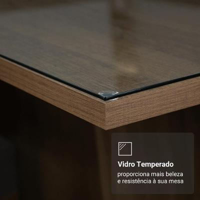 Conjunto Sala De Jantar Mesa Tampo De Vidro 4 Cadeiras Rustic Preto Martina Madesa