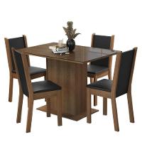 Conjunto Sala De Jantar Mesa Tampo De Vidro 4 Cadeiras Rustic Preto Martina Madesa - 3