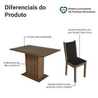 Conjunto Sala De Jantar Mesa Tampo De Vidro 4 Cadeiras Rustic Preto Martina Madesa - 5