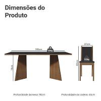 Conjunto Sala De Jantar Mesa Tampo De Vidro 8 Cadeiras Rustic Preto Justine Madesa Sintético - 3