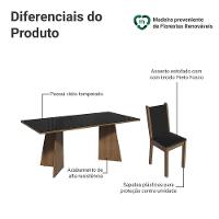 Conjunto Sala De Jantar Mesa Tampo De Vidro 8 Cadeiras Rustic Preto Justine Madesa Sintético