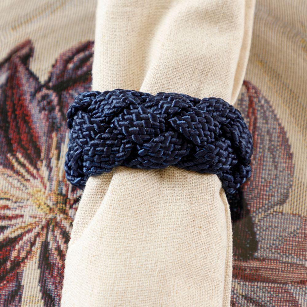 Jogo De Porta Guardanapos Em Polipropileno Corda Com 4 Peças Auguri Casa Azul Marinho - 2