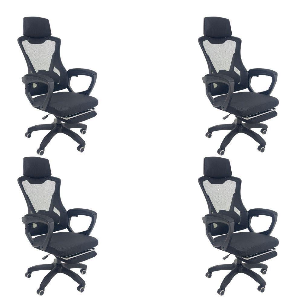 Kit 4 Cadeiras de Escritório Presidente Executiva Oficial Supreme Preto - 1