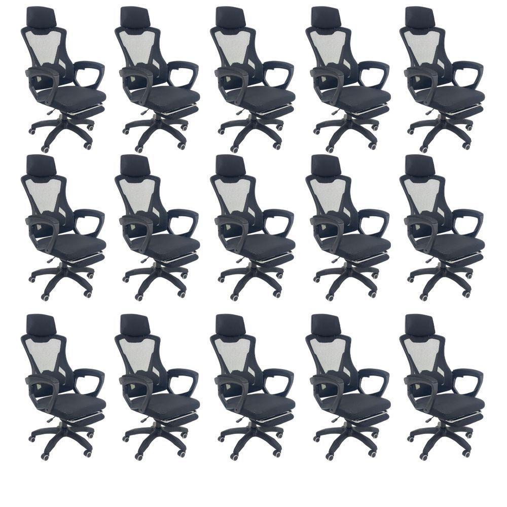 Kit 15 Cadeiras de Escritório Presidente Executiva Oficial Supreme Preto - 1