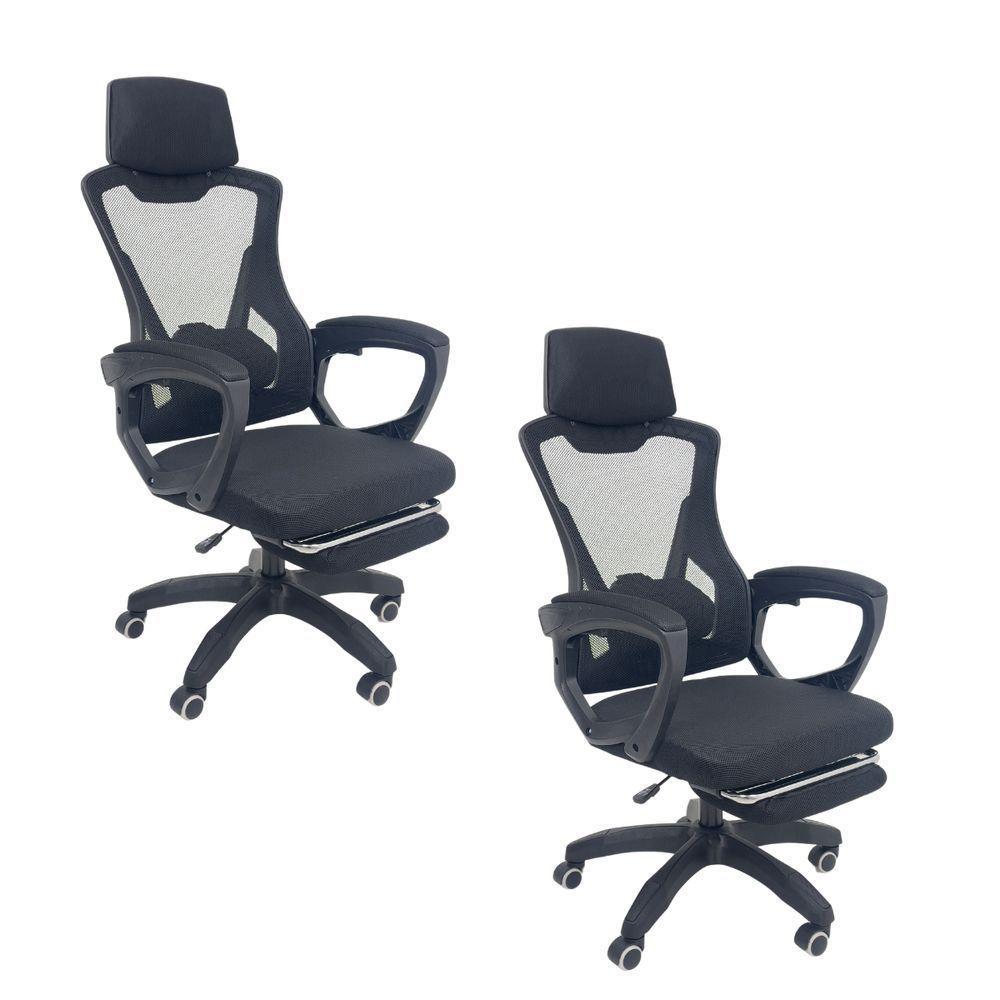 Kit 2 Cadeiras de Escritório Presidente Executiva Oficial Supreme Preto - 1