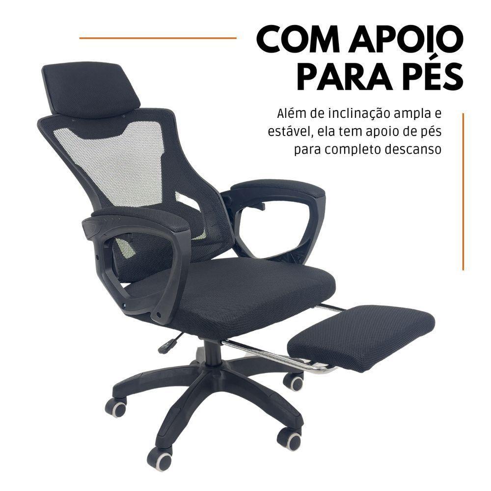 Kit 2 Cadeiras de Escritório Presidente Executiva Oficial Supreme Preto - 3