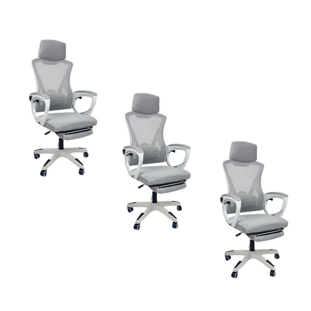 Kit 3 Cadeiras de Escritório Presidente Executiva Oficial Supreme Cinza - 1