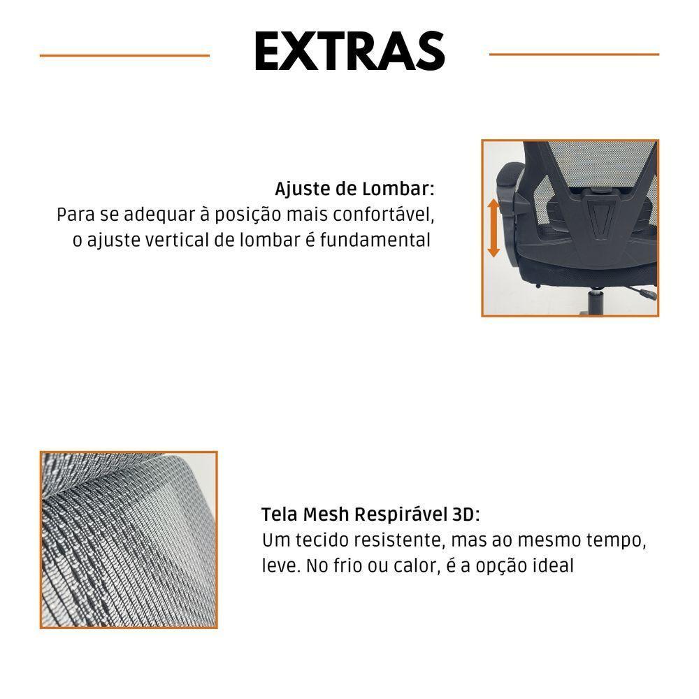 Kit 3 Cadeiras de Escritório Presidente Executiva Oficial Supreme Cinza - 3