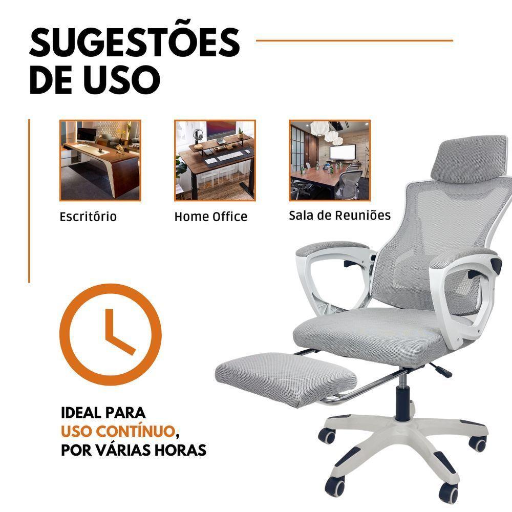 Kit 3 Cadeiras de Escritório Presidente Executiva Oficial Supreme Cinza - 4