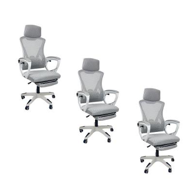 Kit 3 Cadeiras de Escritório Presidente Executiva Oficial Supreme Cinza
