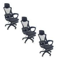 Kit 3 Cadeiras de Escritório Presidente Executiva Oficial Supreme Preto - 1