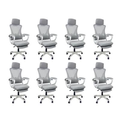 Kit 8 Cadeiras de Escritório Presidente Executiva Oficial Supreme Cinza