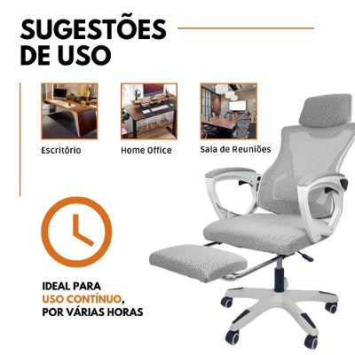 Kit 4 Cadeiras de Escritório Presidente Executiva Oficial Supreme Cinza 4