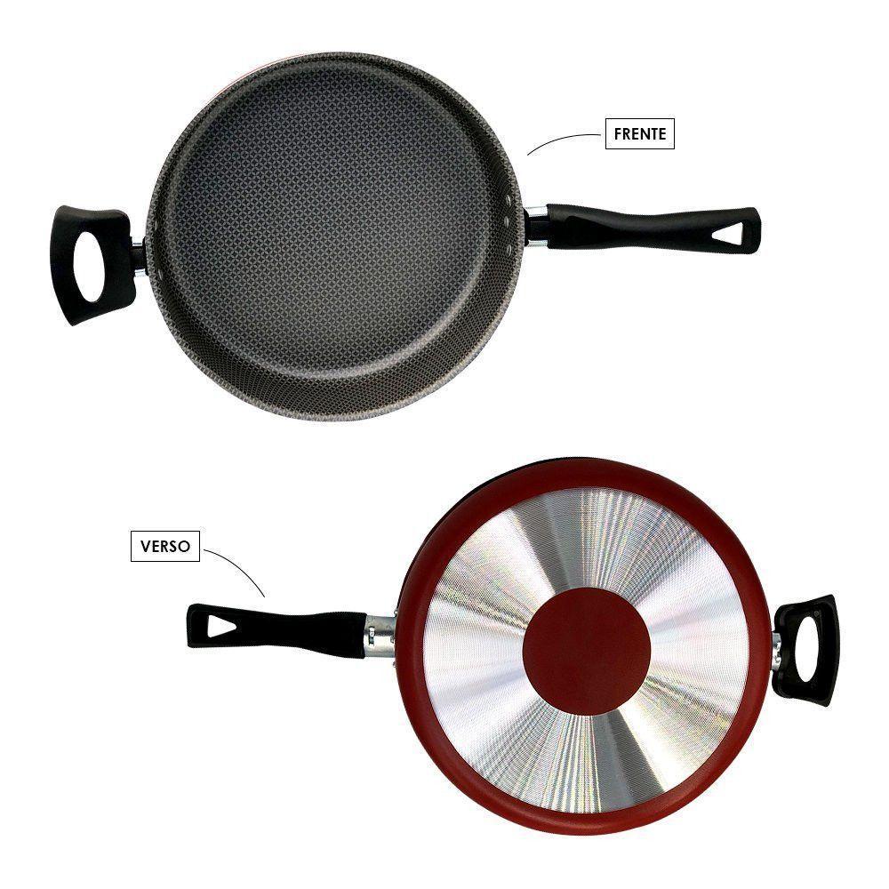 Frigideira Enjoy Reta 24cm Com Tampa De Vidro E Alça Vermelho - 5