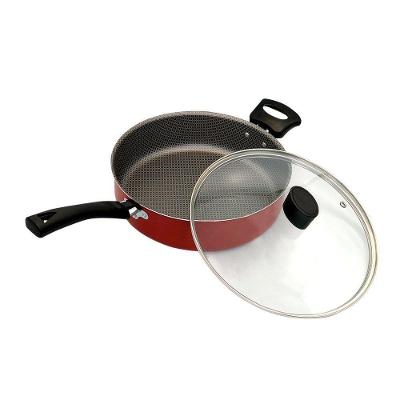 Frigideira Enjoy Reta 24cm Com Tampa De Vidro E Alça Vermelho