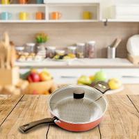 Frigideira Enjoy Reta 24cm Com Tampa De Vidro E Alça Vermelho - 2