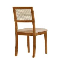Kit 2 Cadeiras De Jantar Luxo Madeira Maciça Mel Encosto Telinha Palha Estofada Linho Bege Rubi