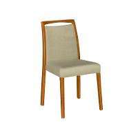 Kit 2 Cadeiras De Jantar Luxo Estofadas Jade Veludo Bege Base Madeira Maciça Mel - 2