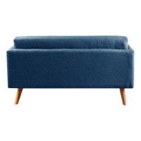 Sofá 2 Lugares Luma Linho Azul Com Pés Em Madeira 1,40m - 2
