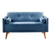 Sofá 2 Lugares Luma Linho Azul Com Pés Em Madeira 1,40m