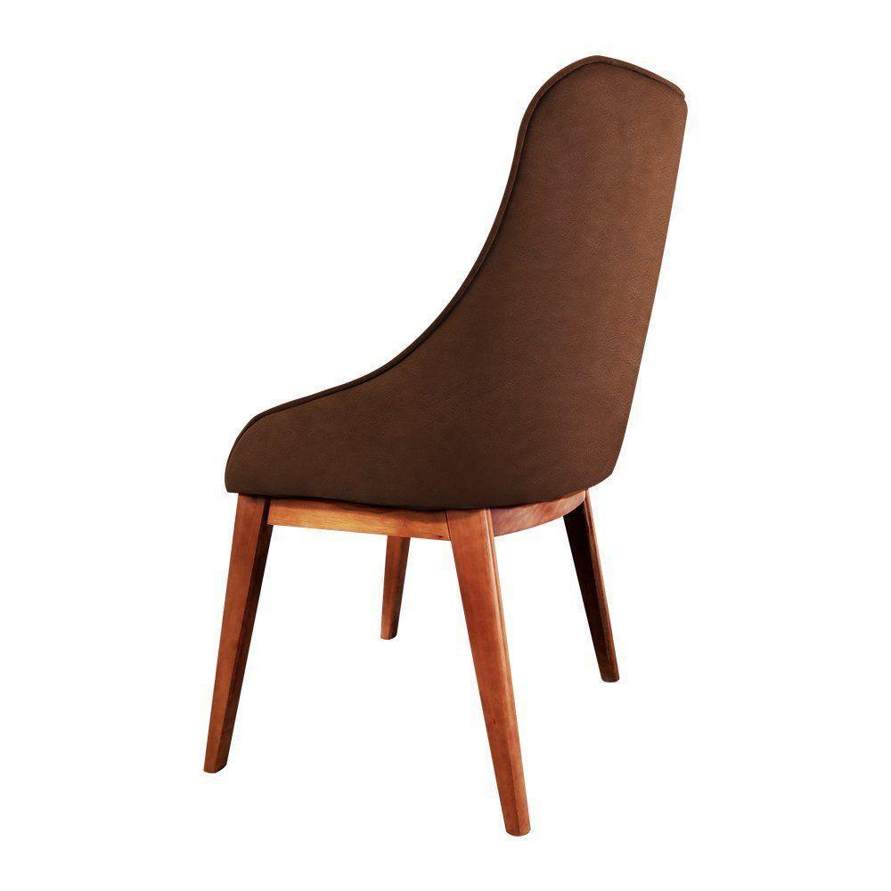 Kit 2 Cadeiras De Jantar Luxo Estofada Elisa Anatômica Couro Pu Caramelo Base Madeira Maciça Mel - 4