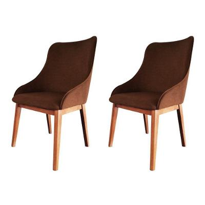 Kit 2 Cadeiras De Jantar Luxo Estofada Elisa Anatômica Couro Pu Caramelo Base Madeira Maciça Mel