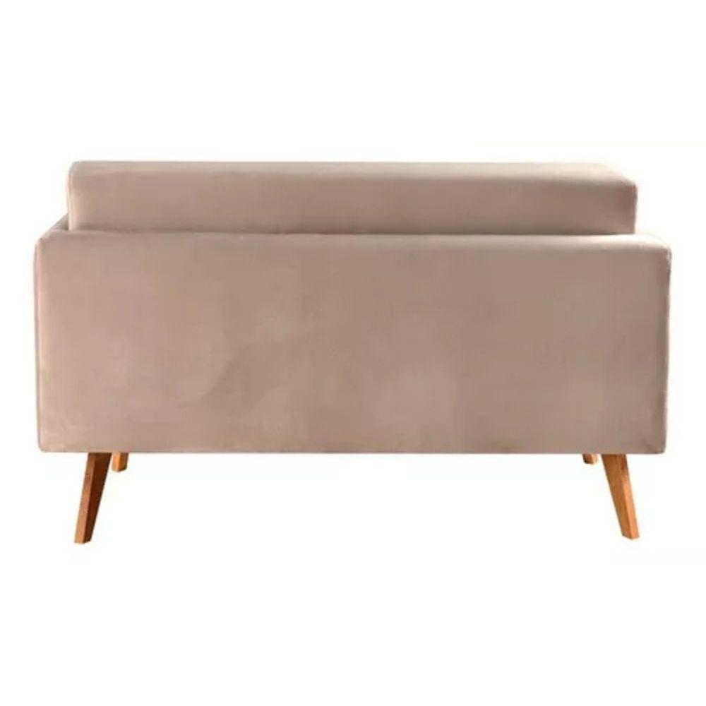 Sofá 2 Lugares Luma Veludo Capuccino Com Pés Em Madeira 1,40m - 3