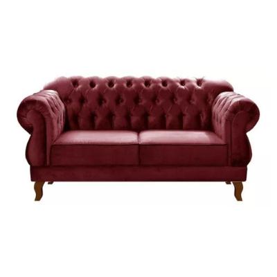 Sofá Chesterfield 2 Lugares Duquesa Vintage Retrô Capitonê Suede Bordô