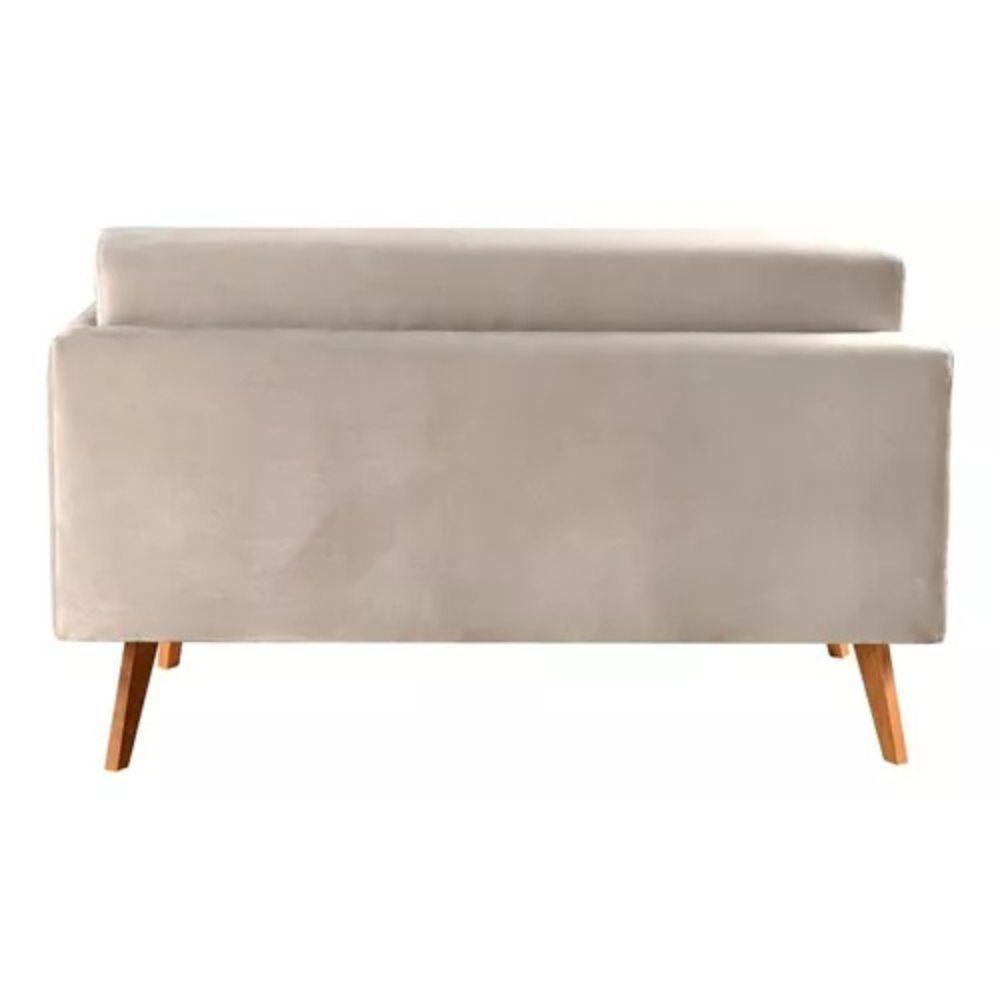 Sofá 2 Lugares Luma Suede Bege Com Pés Em Madeira 1,40m - 2