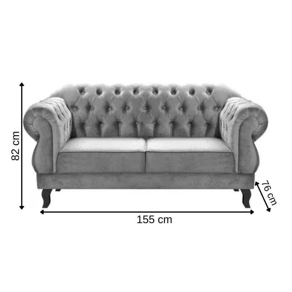 Sofá Chesterfield 2 Lugares Duquesa Vintage Retrô Capitonê Veludo Verde - 2