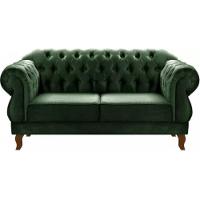 Sofá Chesterfield 2 Lugares Duquesa Vintage Retrô Capitonê Veludo Verde - 1