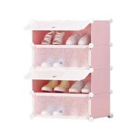 Sapateira Organizador 4 Portas Armario Guarda Roupa Brinquedos Portatil 4 Prateleiras Modular Infantil Adulto Praia Rosa - 1