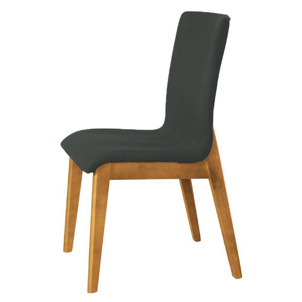 Kit 2 Cadeiras De Jantar Luxo Diamante Estofadas Em Veludo Cinza Base Madeira Maciça Mel - 3