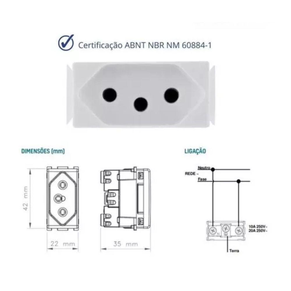 Modulo Tomada 2p+t 20a 250v Branco Aria Tramontina - 10