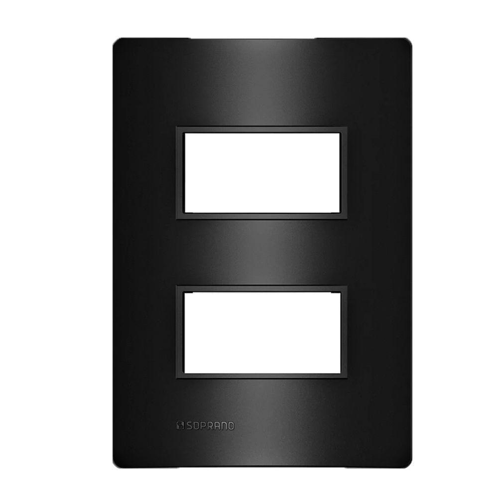 Placa 2 Modulos 4x2 C/ Suporte Carbono Revita Soprano - 1