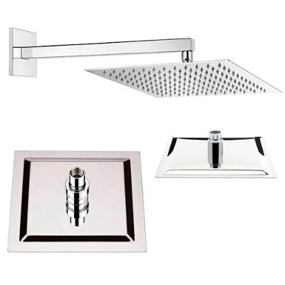 Chuveiro Slim Quadrado Inox Kit 43 Uni Banheiro Ducha Banho Box