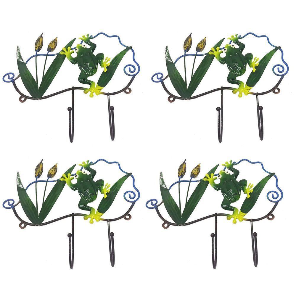 Gancho Ferro Enfeite Sapo Kit 4 Uni Porta Chaves Chapeu Bone Decoraçao Parede Pendura Casa Quarto Sala - 1