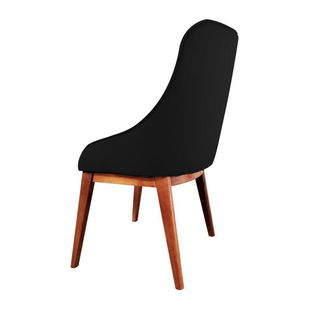 Kit 2 Cadeiras De Jantar Luxo Estofada Elisa Anatômica Veludo Preto Base Madeira Maciça Mel - 4