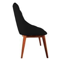 Kit 2 Cadeiras De Jantar Luxo Estofada Elisa Anatômica Veludo Preto Base Madeira Maciça Mel - 3